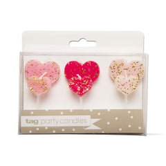 Heart Shaped Party Candles, Set of 6