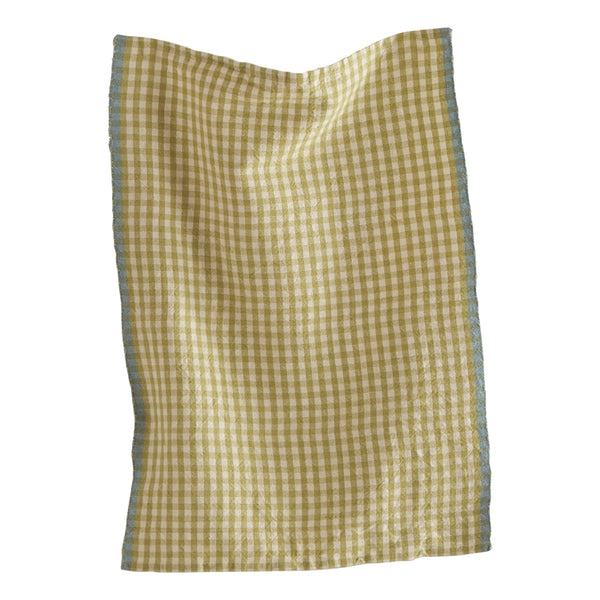 Tag Linen and Cotton Check Dishtowel, Citron Green