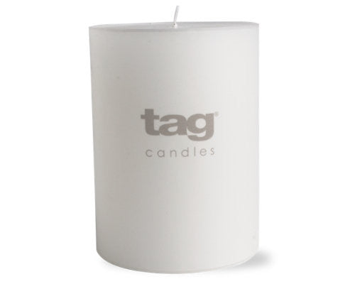 3" x 4" White Chapel Candle -Tag