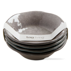 Warm Gray Veranda Melamine Bowls, Set of 4