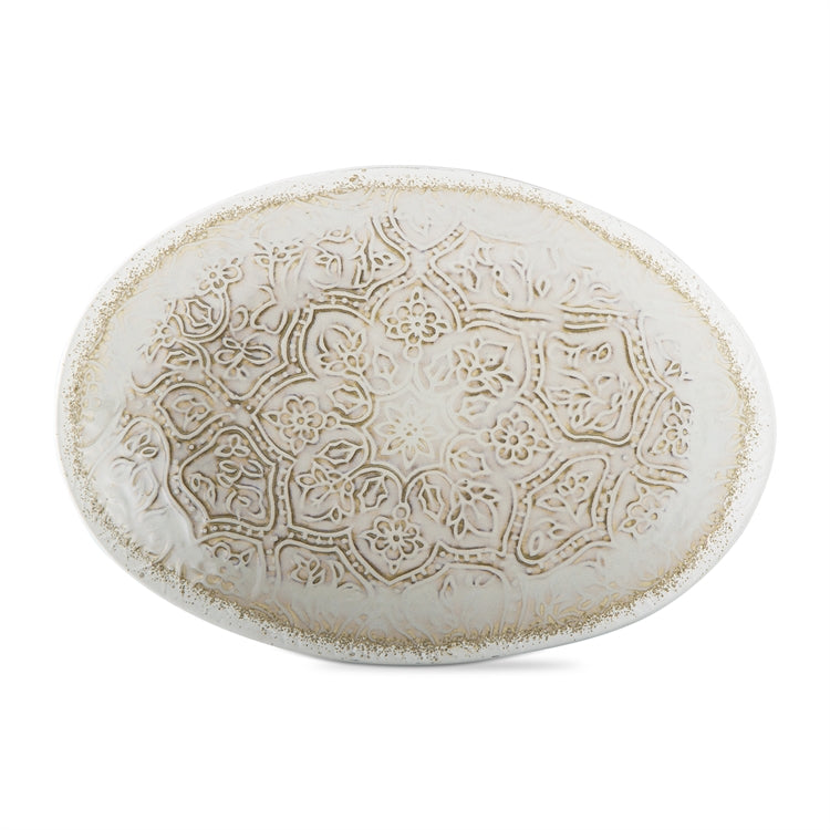 Oval Floral Embellished Platter