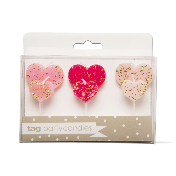 Heart Shaped Party Candles, Set of 6