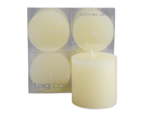 2" x 2" Ivory Chapel Candles, Set of 4 -Tag