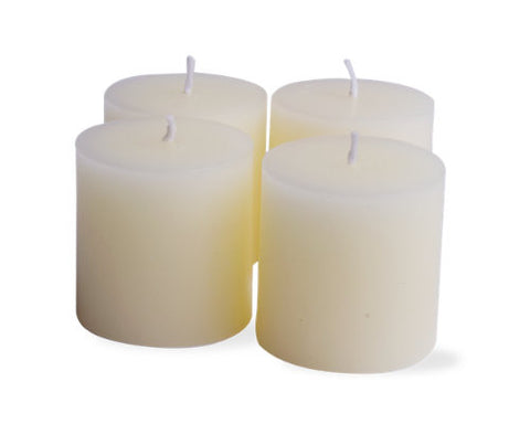 2" x 2" White Chapel Candles, Set of 4 -Tag