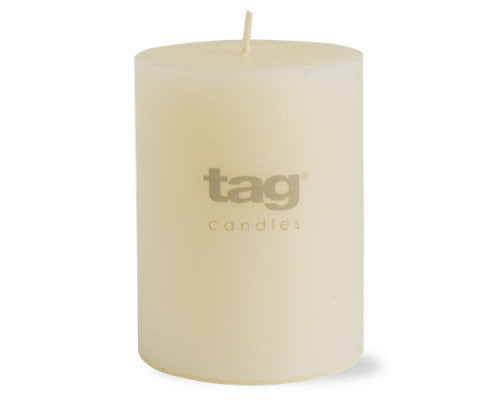 3" x 4" Ivory Chapel Candle -Tag