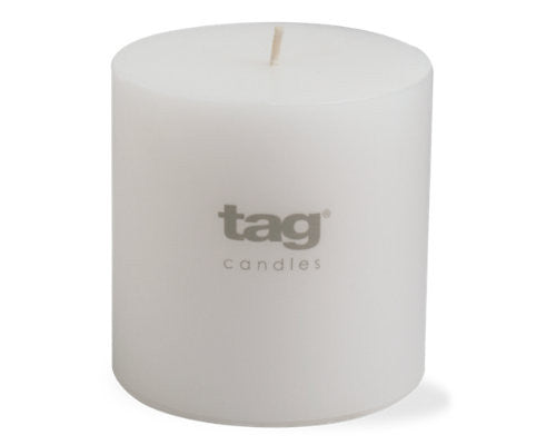 4" x 4" White Chapel Candle -Tag