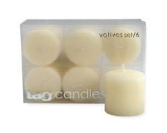 Ivory Chapel Votive Candles, Set of 6 -Tag
