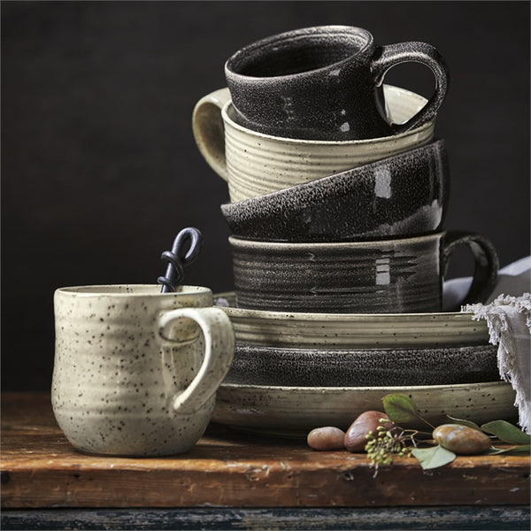 Black Loft Reactive Glaze Soup Mugs, Set of 4