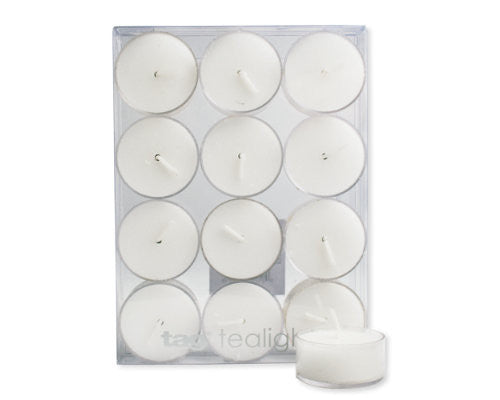Clear Cup Tealights, Set of 12 -Tag